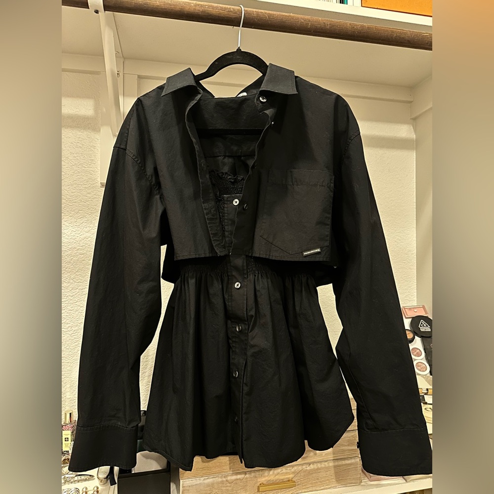 Alexander Wang Black Button-Up Dress